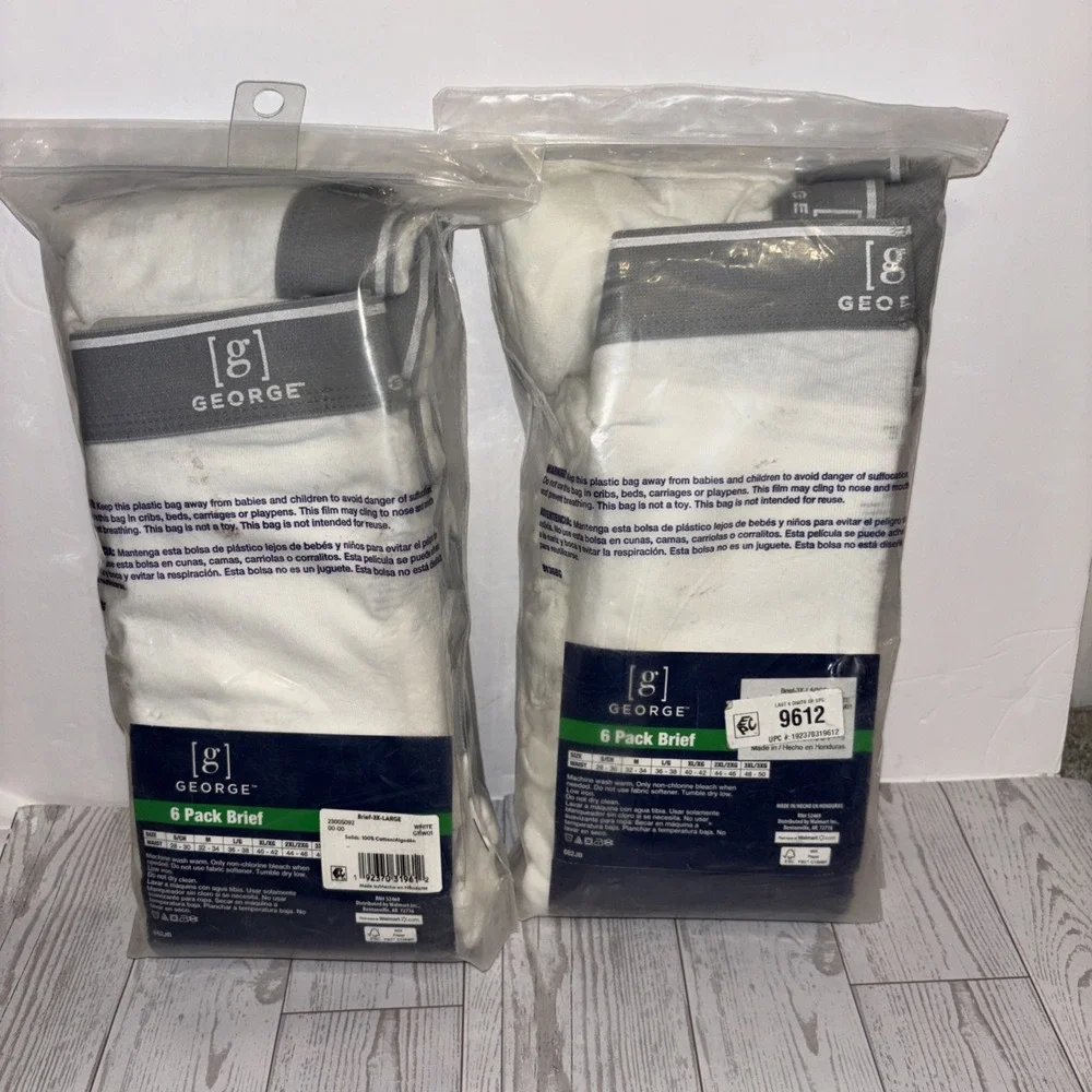 George Men's White Full Rise Briefs Underwear 6-Pack Size 3XL (48-50) ~ New